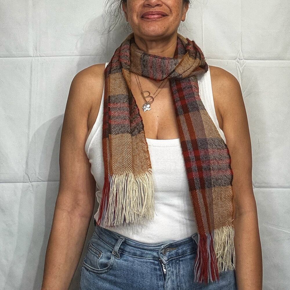 Tan Plaid Fall Scarf
